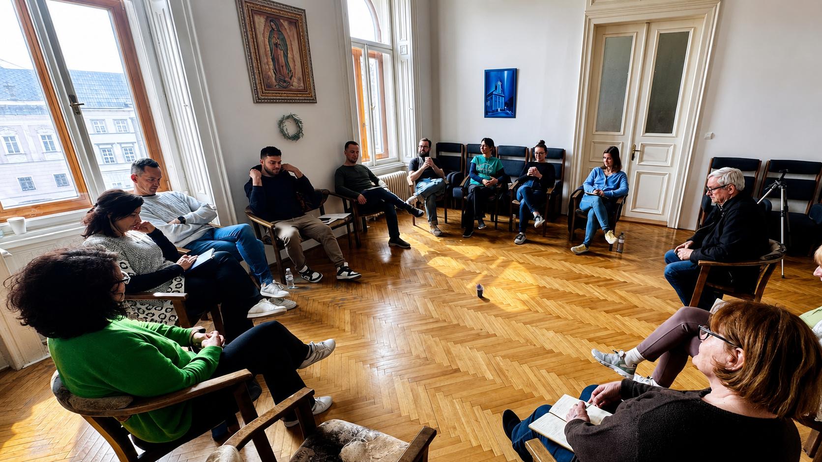 Študenti programu Náboženská a kultúrna mediácia počas skupinovej práce