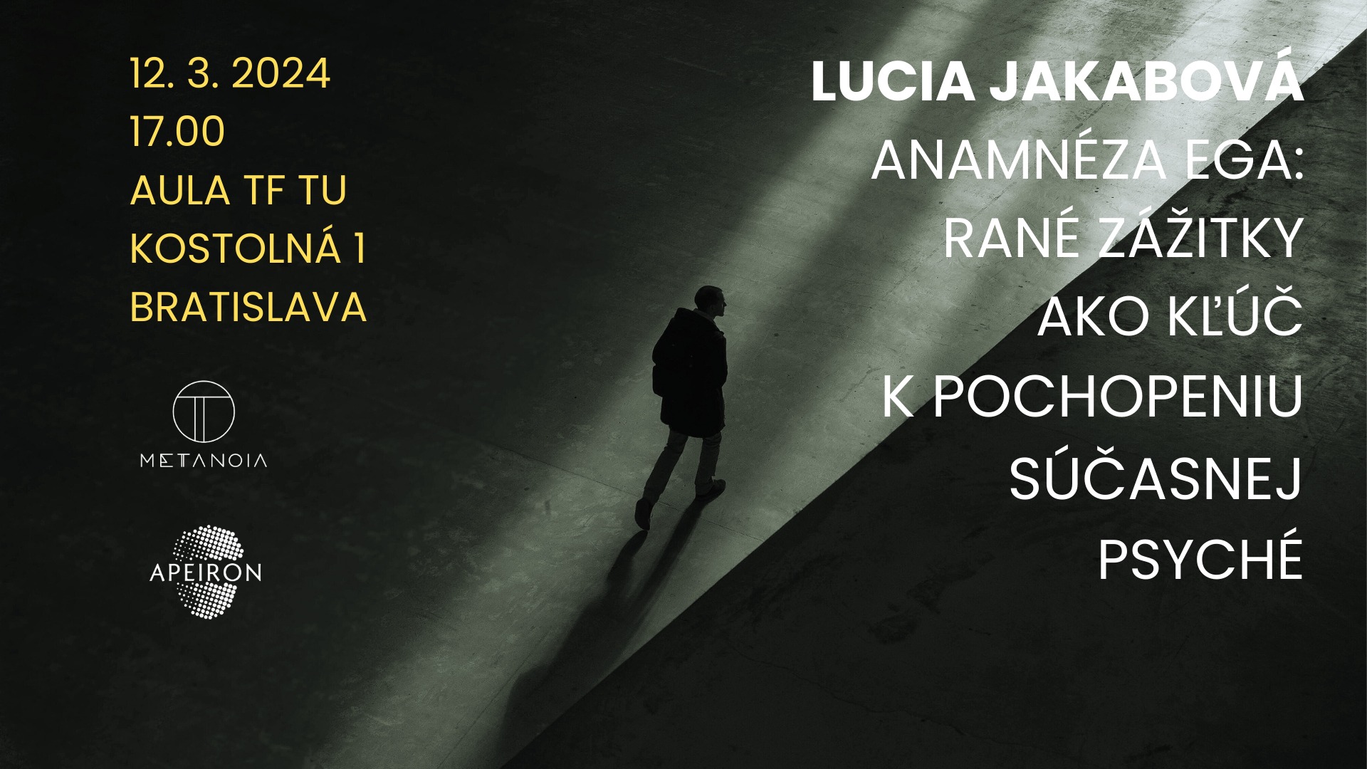 Pozvánka na prednášku Lucie Jakabovej o raných zážitkoch a súčasnej psyché